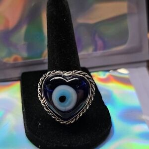 Ring 925 Sterling Silver Plated Blue Heart Size 8 Item# 0059